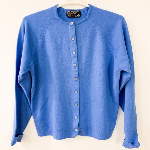 Vintage Sweaters - Blue lambs wool cardigan